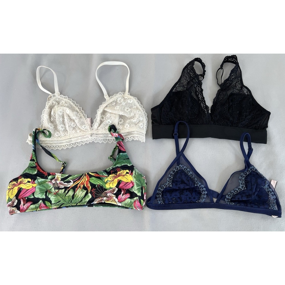 Lot Of 4 Bras Bralettes Sz Large Women's Victoria's Secret Fashion Nova Marlin